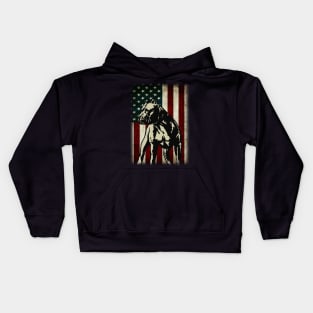 Funny Pitbull Patriotic 4th of July American Flag Gift Kids Hoodie